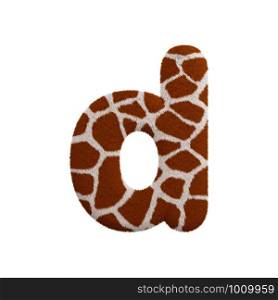 Giraffe letter D - Small 3d Giraffe fur font isolated on white background. This alphabet is perfect for creative illustrations related but not limited to Safari, Wildlife, Africa...