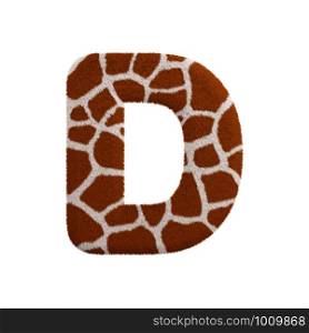 Giraffe letter D - Uppercase 3d Giraffe fur font isolated on white background. This alphabet is perfect for creative illustrations related but not limited to Safari, Wildlife, Africa...