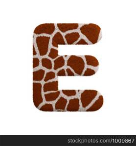 Giraffe letter E - large 3d Giraffe fur font isolated on white background. This alphabet is perfect for creative illustrations related but not limited to Safari, Wildlife, Africa...