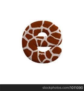 Giraffe letter E - lowercase 3d Giraffe fur font isolated on white background. This alphabet is perfect for creative illustrations related but not limited to Safari, Wildlife, Africa...