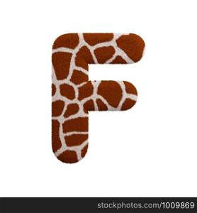 Giraffe letter F - Capital 3d Giraffe fur font isolated on white background. This alphabet is perfect for creative illustrations related but not limited to Safari, Wildlife, Africa...