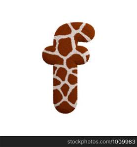 Giraffe letter F - Lowercase 3d Giraffe fur font isolated on white background. This alphabet is perfect for creative illustrations related but not limited to Safari, Wildlife, Africa...