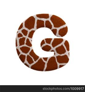 Giraffe letter G - large 3d Giraffe fur font isolated on white background. This alphabet is perfect for creative illustrations related but not limited to Safari, Wildlife, Africa...