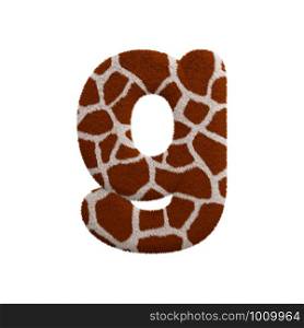Giraffe letter G - Lowercase 3d Giraffe fur font isolated on white background. This alphabet is perfect for creative illustrations related but not limited to Safari, Wildlife, Africa...