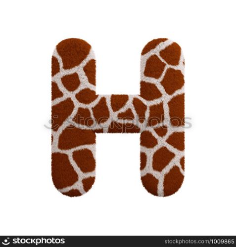 Giraffe letter H - large 3d Giraffe fur font isolated on white background. This alphabet is perfect for creative illustrations related but not limited to Safari, Wildlife, Africa...