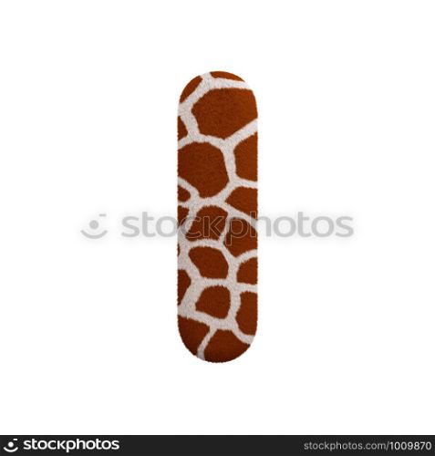 Giraffe letter I - Uppercase 3d Giraffe fur font isolated on white background. This alphabet is perfect for creative illustrations related but not limited to Safari, Wildlife, Africa...