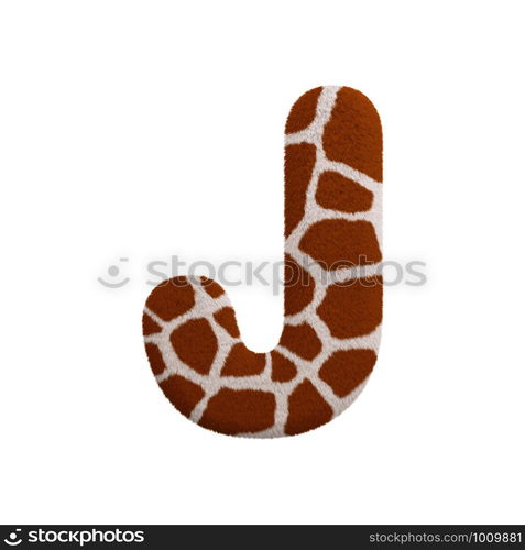 Giraffe letter J - large 3d Giraffe fur font isolated on white background. This alphabet is perfect for creative illustrations related but not limited to Safari, Wildlife, Africa...