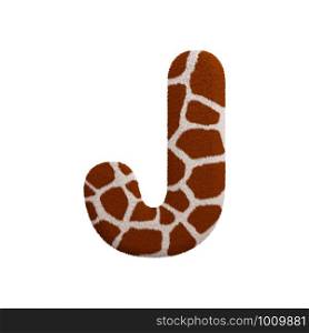 Giraffe letter J - large 3d Giraffe fur font isolated on white background. This alphabet is perfect for creative illustrations related but not limited to Safari, Wildlife, Africa...