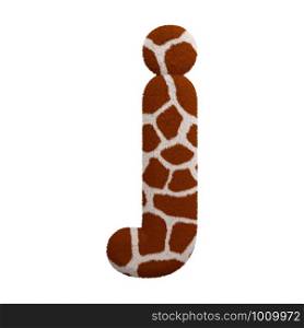 Giraffe letter J - Lower-case 3d Giraffe fur font isolated on white background. This alphabet is perfect for creative illustrations related but not limited to Safari, Wildlife, Africa...