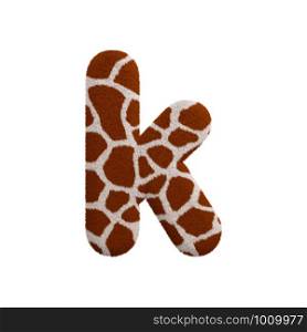 Giraffe letter K - Lower-case 3d Giraffe fur font isolated on white background. This alphabet is perfect for creative illustrations related but not limited to Safari, Wildlife, Africa...