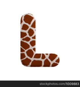 Giraffe letter L - Uppercase 3d Giraffe fur font isolated on white background. This alphabet is perfect for creative illustrations related but not limited to Safari, Wildlife, Africa...