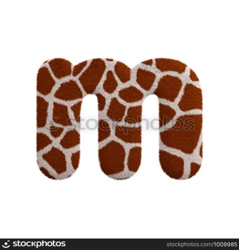 Giraffe letter M - Small 3d Giraffe fur font isolated on white background. This alphabet is perfect for creative illustrations related but not limited to Safari, Wildlife, Africa...