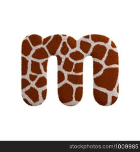 Giraffe letter M - Small 3d Giraffe fur font isolated on white background. This alphabet is perfect for creative illustrations related but not limited to Safari, Wildlife, Africa...