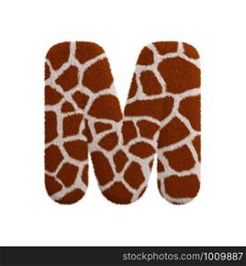 Giraffe letter M - Upper-case 3d Giraffe fur font isolated on white background. This alphabet is perfect for creative illustrations related but not limited to Safari, Wildlife, Africa...