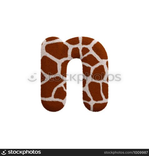 Giraffe letter N - Lower-case 3d Giraffe fur font isolated on white background. This alphabet is perfect for creative illustrations related but not limited to Safari, Wildlife, Africa...