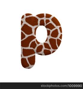 Giraffe letter P - Small 3d Giraffe fur font isolated on white background. This alphabet is perfect for creative illustrations related but not limited to Safari, Wildlife, Africa...