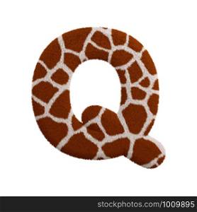 Giraffe letter Q - large 3d Giraffe fur font isolated on white background. This alphabet is perfect for creative illustrations related but not limited to Safari, Wildlife, Africa...