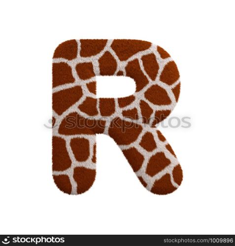 Giraffe letter R - Capital 3d Giraffe fur font isolated on white background. This alphabet is perfect for creative illustrations related but not limited to Safari, Wildlife, Africa...