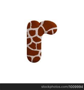 Giraffe letter R - Small 3d Giraffe fur font isolated on white background. This alphabet is perfect for creative illustrations related but not limited to Safari, Wildlife, Africa...
