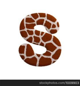 Giraffe letter S - Capital 3d Giraffe fur font isolated on white background. This alphabet is perfect for creative illustrations related but not limited to Safari, Wildlife, Africa...