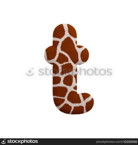 Giraffe letter T - Lower-case 3d Giraffe fur font isolated on white background. This alphabet is perfect for creative illustrations related but not limited to Safari, Wildlife, Africa...