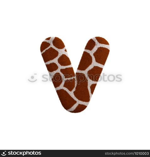 Giraffe letter V - Small 3d Giraffe fur font isolated on white background. This alphabet is perfect for creative illustrations related but not limited to Safari, Wildlife, Africa...