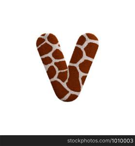 Giraffe letter V - Small 3d Giraffe fur font isolated on white background. This alphabet is perfect for creative illustrations related but not limited to Safari, Wildlife, Africa...