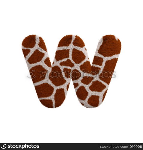 Giraffe letter W - Lower-case 3d Giraffe fur font isolated on white background. This alphabet is perfect for creative illustrations related but not limited to Safari, Wildlife, Africa...