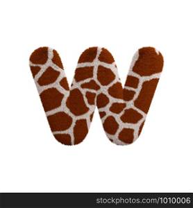 Giraffe letter W - Lower-case 3d Giraffe fur font isolated on white background. This alphabet is perfect for creative illustrations related but not limited to Safari, Wildlife, Africa...