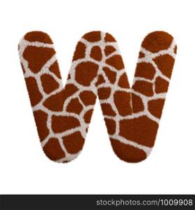 Giraffe letter W - Uppercase 3d Giraffe fur font isolated on white background. This alphabet is perfect for creative illustrations related but not limited to Safari, Wildlife, Africa...