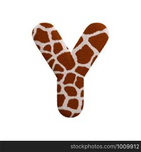 Giraffe letter Y - large 3d Giraffe fur font isolated on white background. This alphabet is perfect for creative illustrations related but not limited to Safari, Wildlife, Africa...