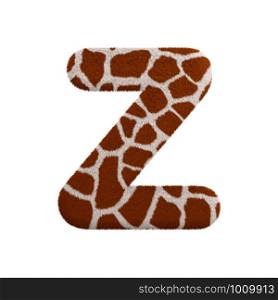 Giraffe letter Z - Capital 3d Giraffe fur font isolated on white background. This alphabet is perfect for creative illustrations related but not limited to Safari, Wildlife, Africa...