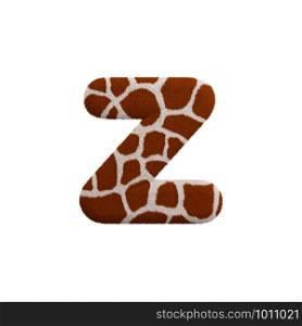 Giraffe letter Z - Lower-case 3d Giraffe fur font isolated on white background. This alphabet is perfect for creative illustrations related but not limited to Safari, Wildlife, Africa...