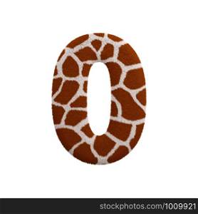 Giraffe number 0 - 3d Giraffe fur digit isolated on white background. This alphabet is perfect for creative illustrations related but not limited to Safari, Wildlife, Africa...