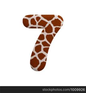 Giraffe number 7 - 3d Giraffe fur digit isolated on white background. This alphabet is perfect for creative illustrations related but not limited to Safari, Wildlife, Africa...