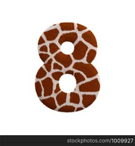 Giraffe number 8 - 3d Giraffe fur digit isolated on white background. This alphabet is perfect for creative illustrations related but not limited to Safari, Wildlife, Africa...