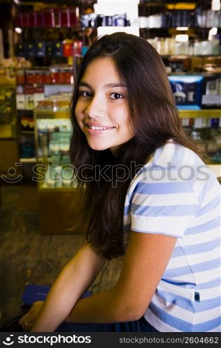 Girl at beauty supply store