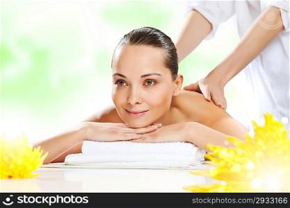 Girl at spa massage