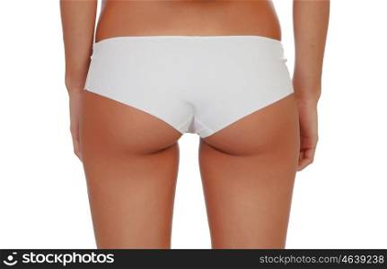 Girl back in white underwear isolated