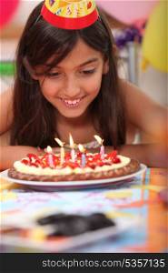 Girl blowing candles