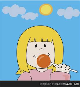 Girl eating a lollipop