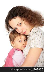 girl embraces mother