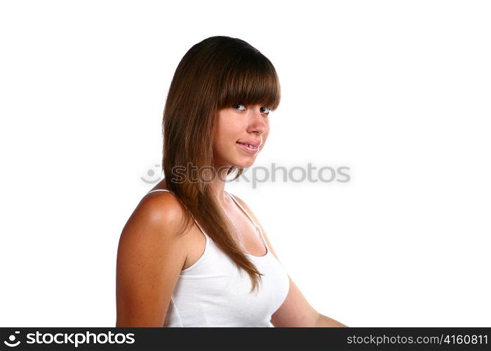 girl face isolated on the white background