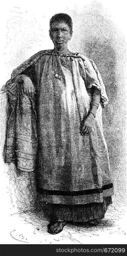 Girl from St. Louis, vintage engraved illustration. Le Tour du Monde, Travel Journal, (1872).