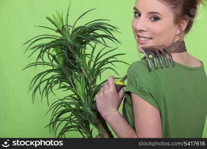 Girl gardening