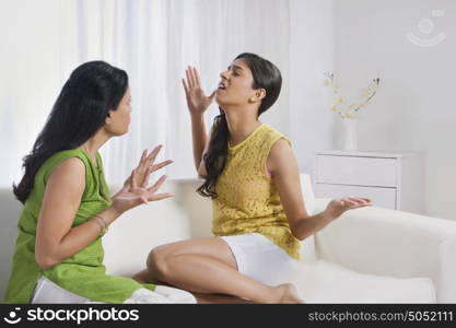 Girl getting frustrated with her mother