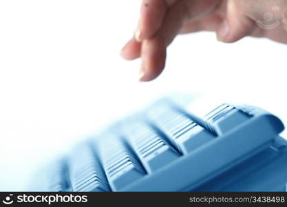 girl hands typing on keyboard macro close up