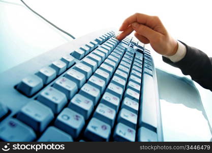 girl hands typing on keyboard macro close up