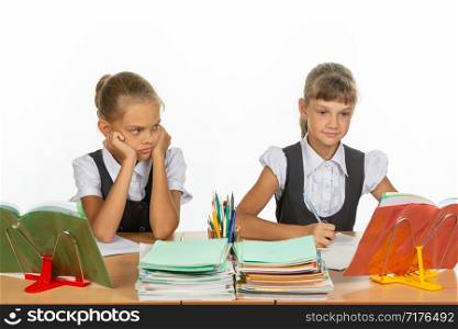 Girl hates looking at a classmate