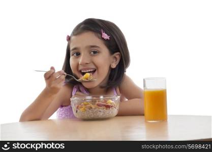 Girl having breakfast